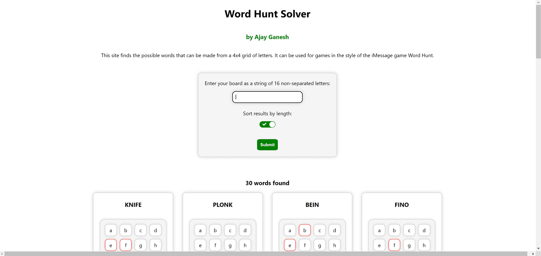 Word Hunt Solver